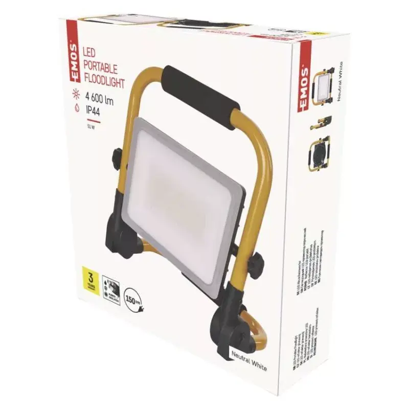 Biztonságos vásárlás EMOS LED reflektor hordozható ILIO 51W 4600lm IP44 természetes fehér