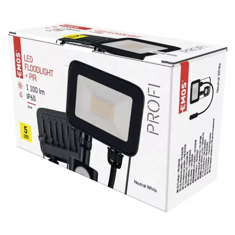 Biztonságos fizetés EMOS LED reflektor INOVO 10W 1100lm mozgásérzékelőve IP65 term. fehér