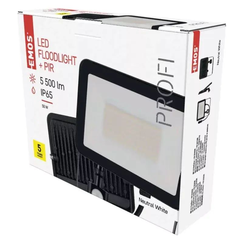 Akció EMOS LED reflektor INOVO 50W 5500lm mozgásérzékelőve IP65 term. fehér