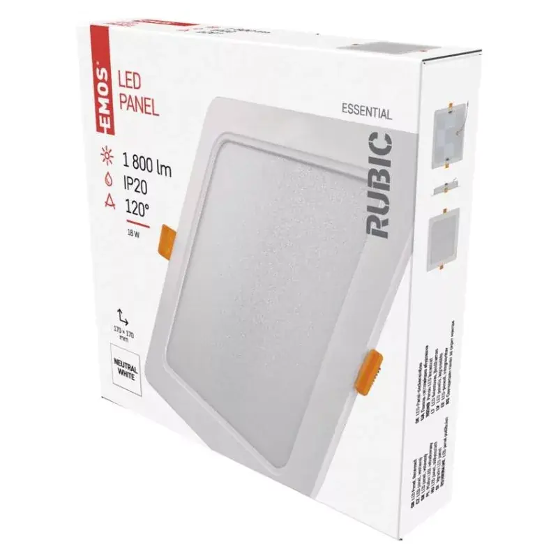 LED süllyesztett lámpatest RUBIC, négyzet, fehér, 18W, természetes fehér Vedd meg most