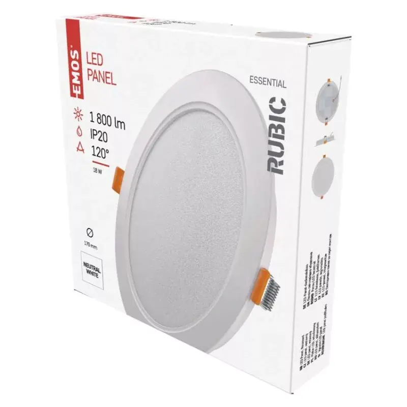 Akció LED süllyesztett lámpatest RUBIC, kerek, fehér, 18W, természetes fehér