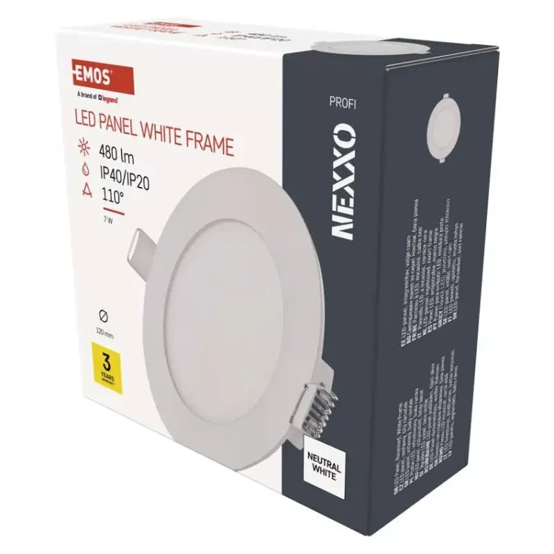 LED süllyesztett lámpatest NEXXO, kerek, fehér, 7W, természetes fehér Végkiárusítás