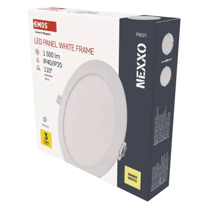 LED süllyesztett lámpatest NEXXO, kerek, fehér, 18W, meleg fehér Különleges ajánlat