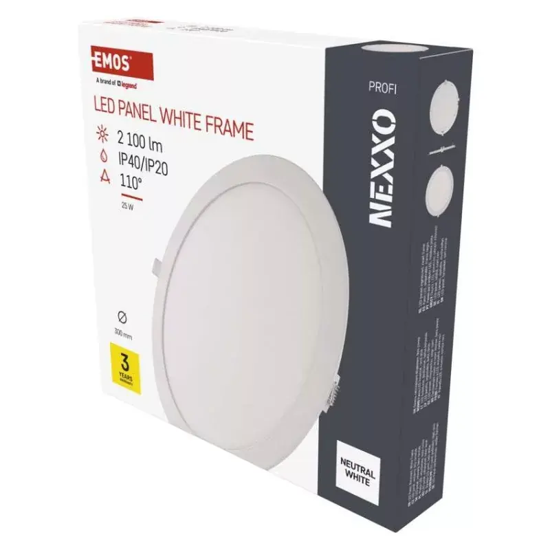 LED süllyesztett lámpatest NEXXO, kerek, fehér, 25W, természetes fehér Legnépszerűbb