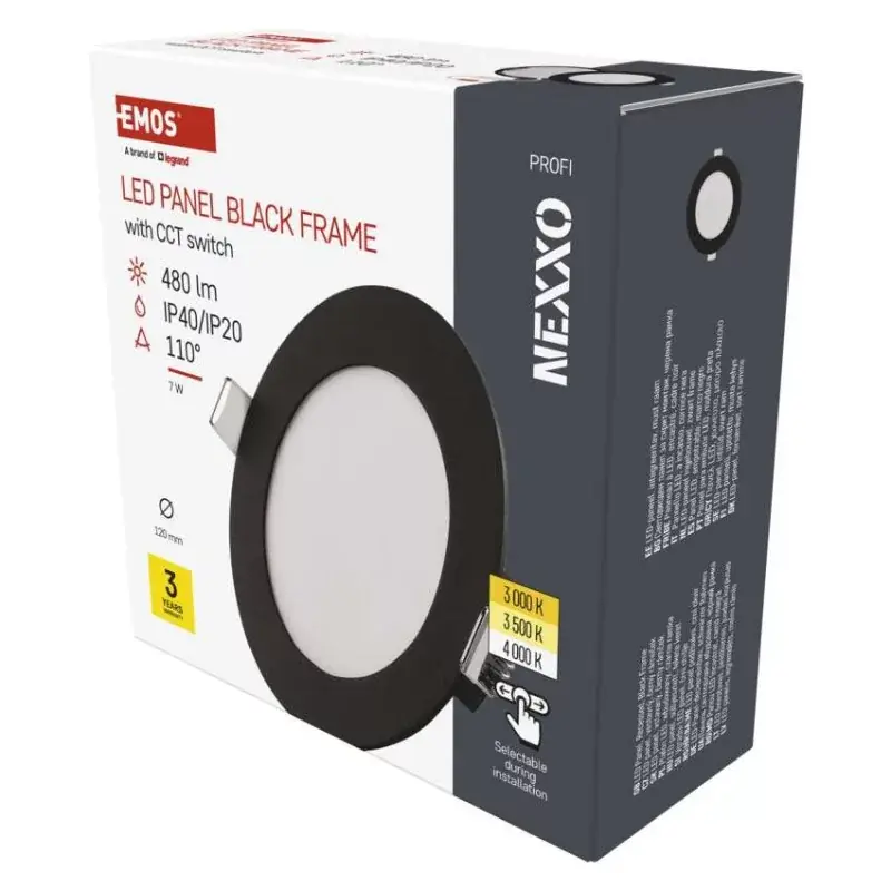 Vedd meg online LED süllyesztett lámpatest NEXXO, kerek, fekete, 7W, CCT