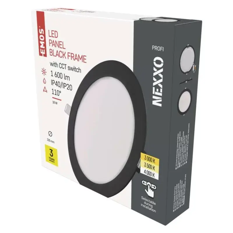 LED süllyesztett lámpatest NEXXO, kerek, fekete, 18W, CCT Alacsony ár