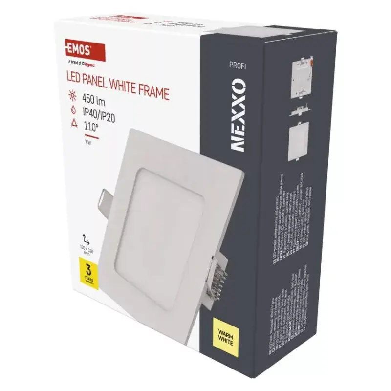 LED süllyesztett lámpatest NEXXO, négyzet, fehér, 7W, meleg fehér Utolsó esély
