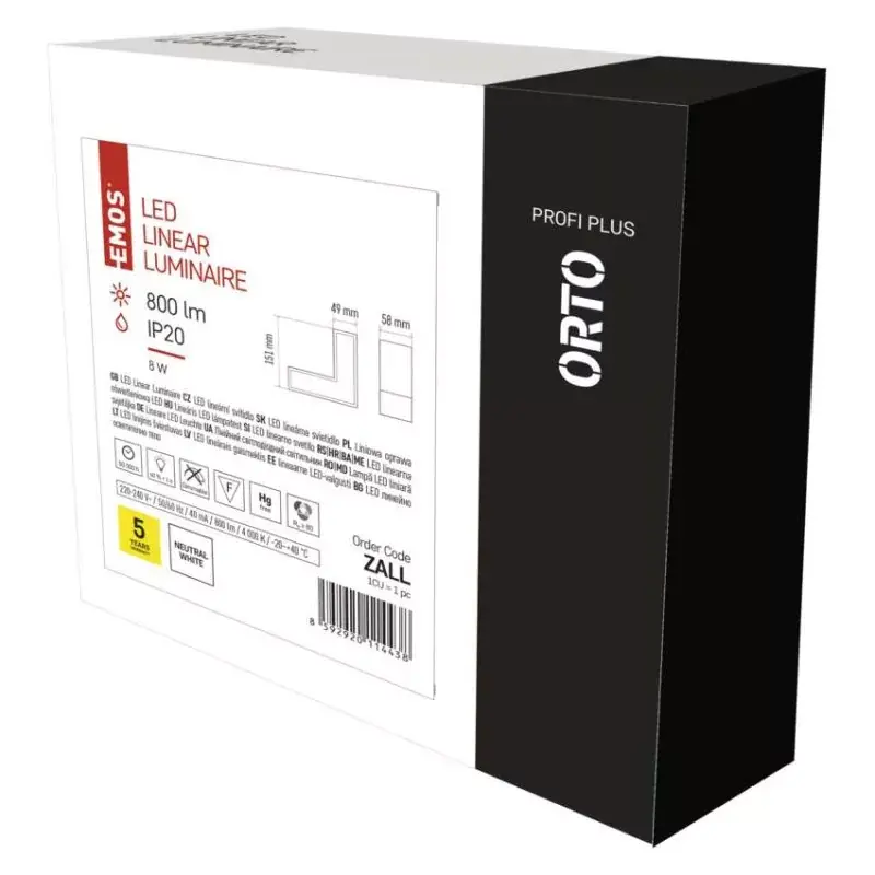 Olcsóbb LED lineáris lámpatest ORTO LCON 8W, semleges fehér
