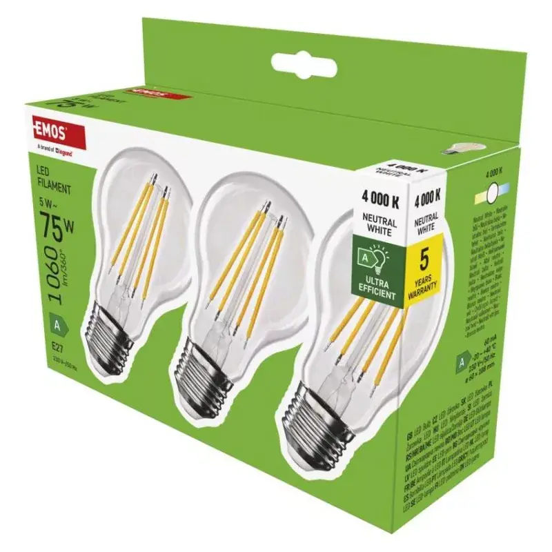 Csak ma LED izzó Filament A CLASS A60 / E27 / 5 W (75 W) / 1 060 lm / természetes fehér