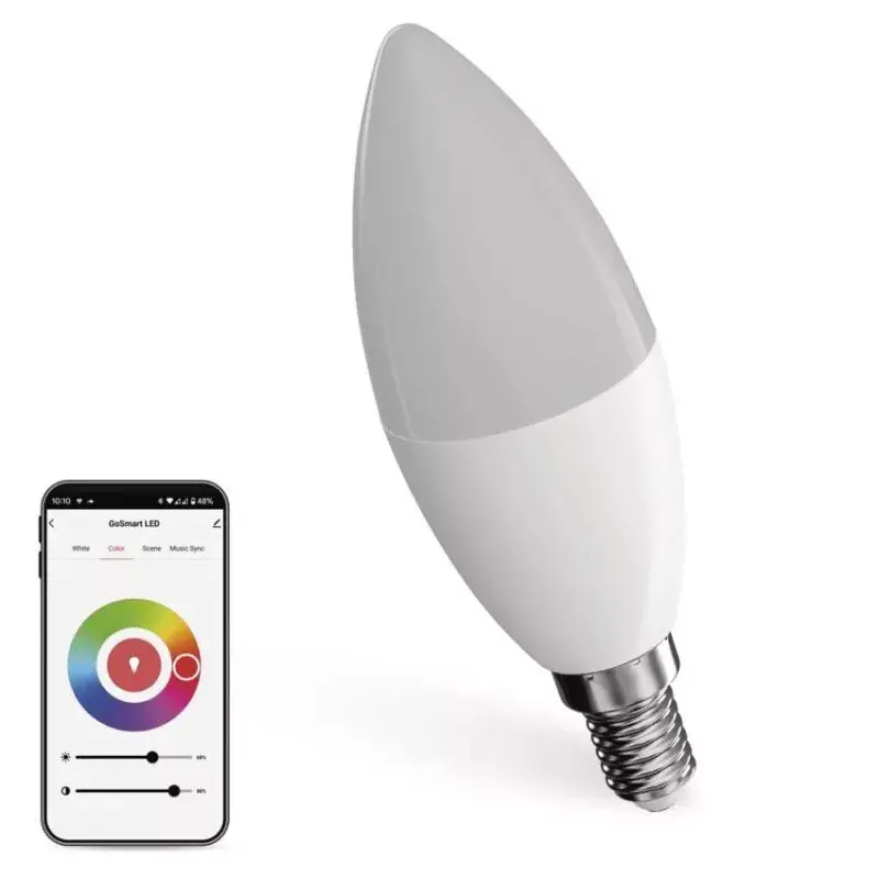 Alacsony ár LED izzó GoSmart gyertya / E14 / 4,8 W (40 W) / 470 lm / RGB / dimmelhető / Zigbee