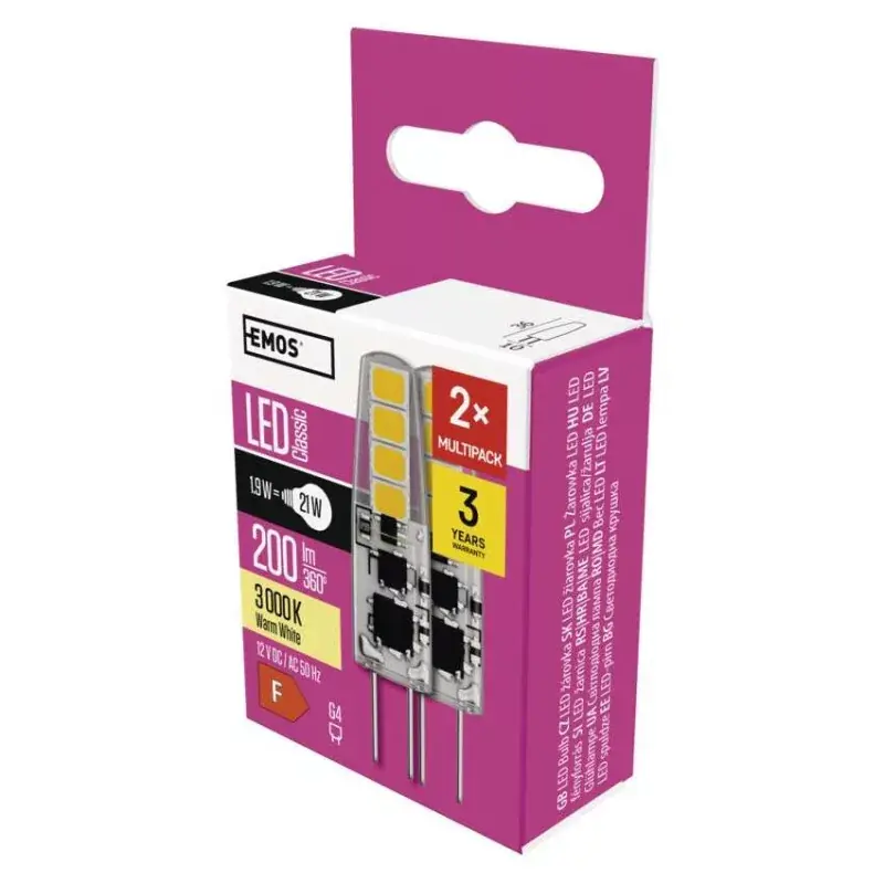 Végkiárusítás LED izzó Classic JC / G4 / 1,9 W (21 W) / 200 lm / meleg fehér