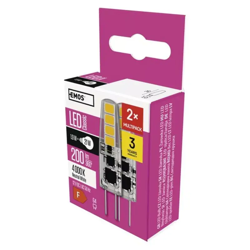 Árcsökkenés LED izzó Classic JC / G4 / 1,9 W (21 W) / 200 lm / természetes fehér