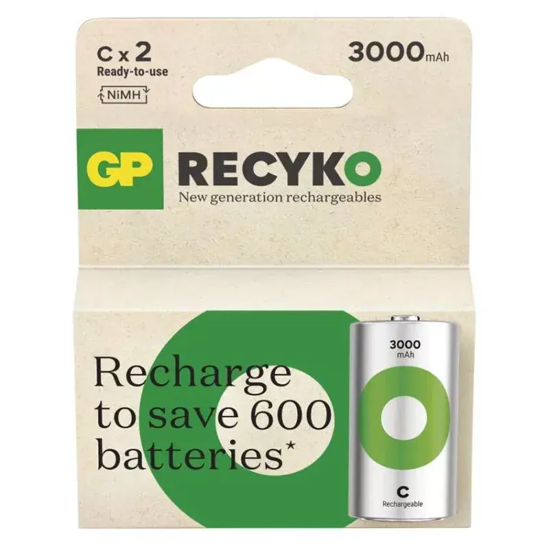 Vásárlói kedvenc GP ReCyko NiMH Akkumulátor HR14 (C) 3000mAh 2db