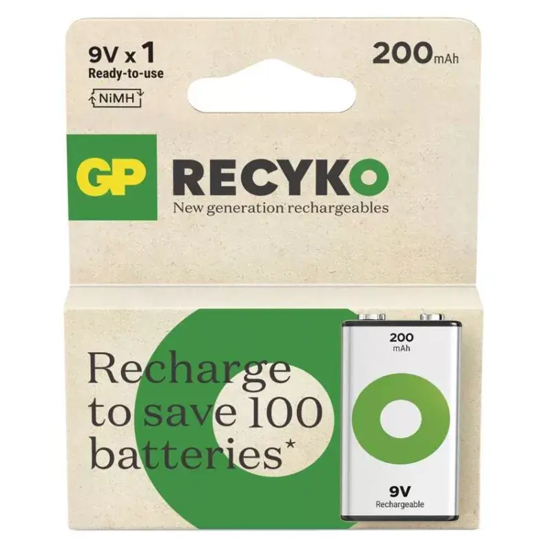 Végkiárusítás GP ReCyko NiMH Akkumulátor 6HR61 (9V) 200mAh