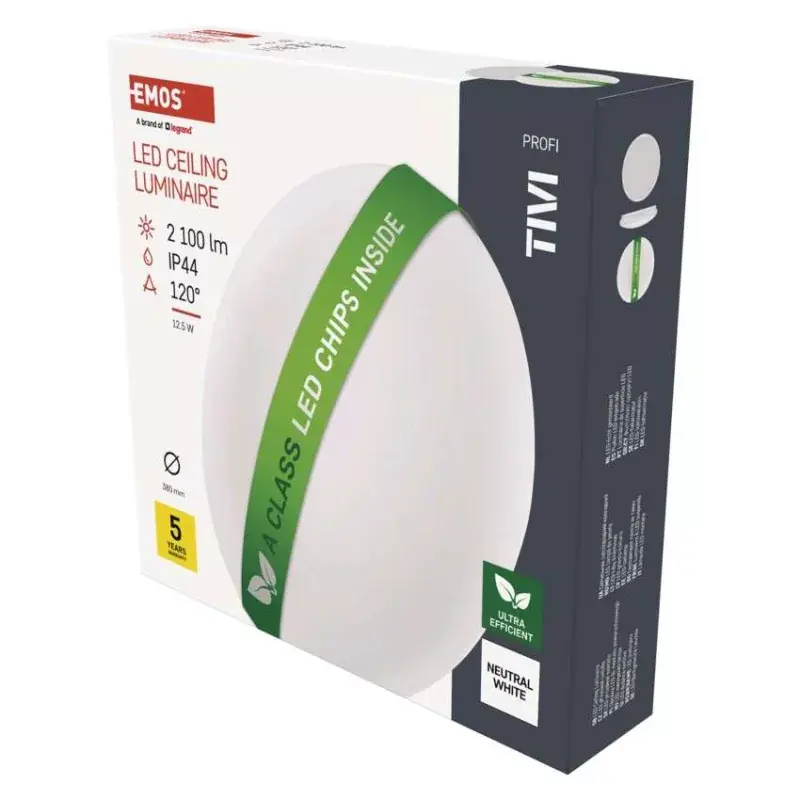 LED mennyezeti lámpatest TIVI, A CLASS, kerek, fehér 12,5W, IP44, Természetes fehér Végkiárusítás