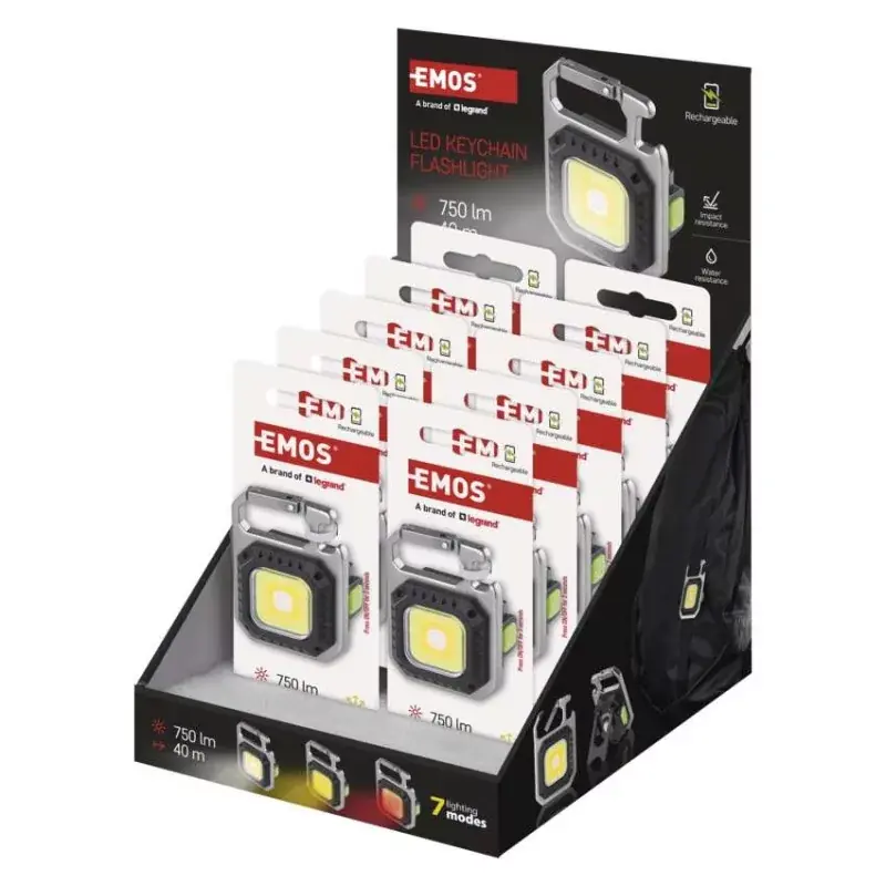 Újratölthető mini LED-es zseblámpa - kulcstartó, 750 lm, kínáló dobozban Ne maradj le