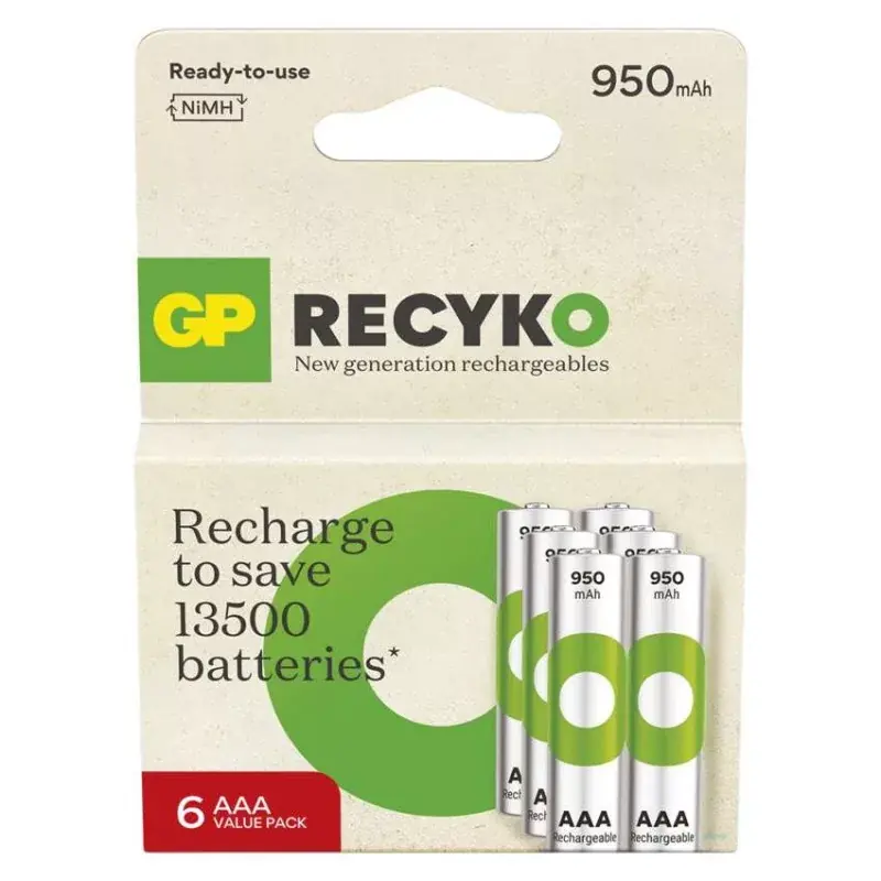 Árcsökkenés GP ReCyko NiMH Akkumulátor HR03 (AAA) 950mAh 6db