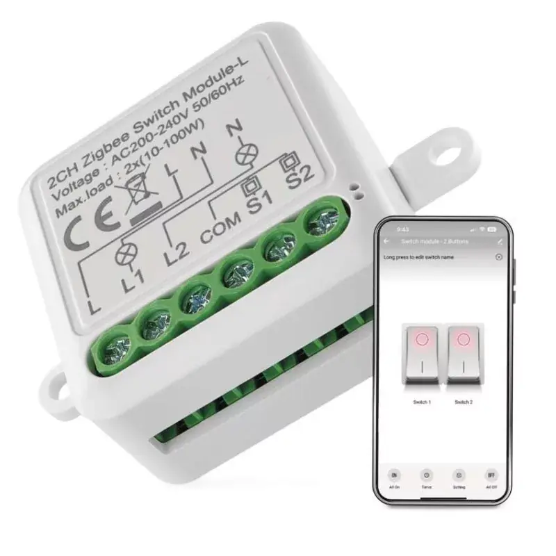 Csak ma GoSmart kapcsolómodul IP-2104SZ, ZigBee, 2 csatornás (nem igényel N vezetéket)