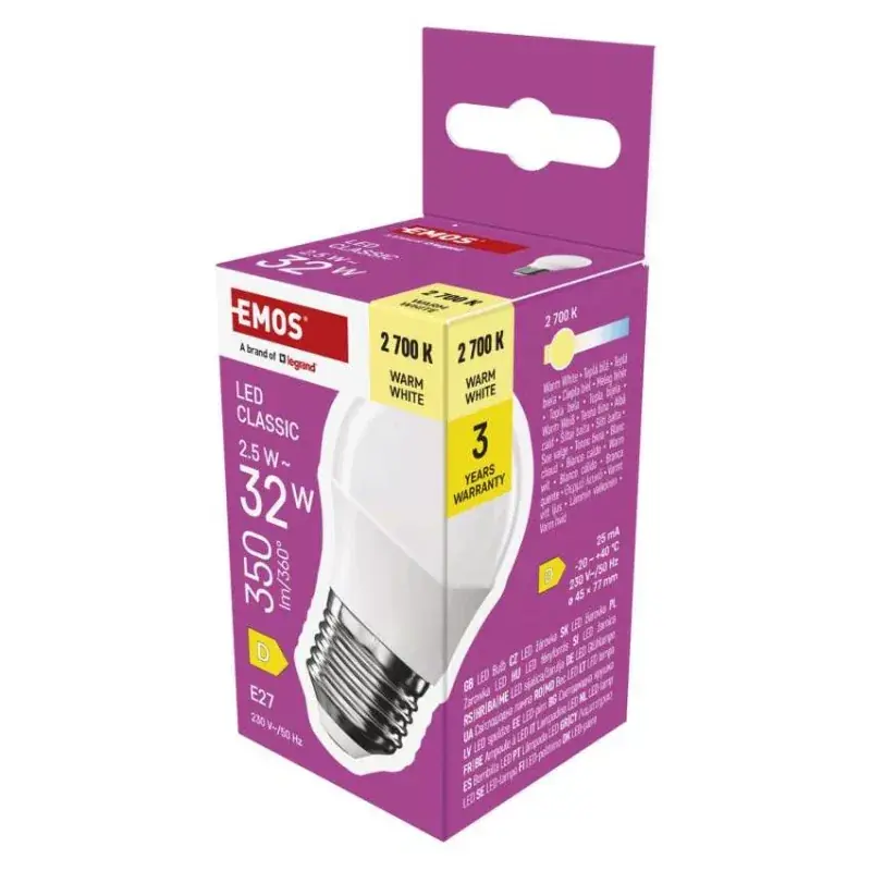 LED izzó Classic Mini Globe / E27 / 2,5 W (32 W) / 350 lm / Meleg fehér Ajánlat