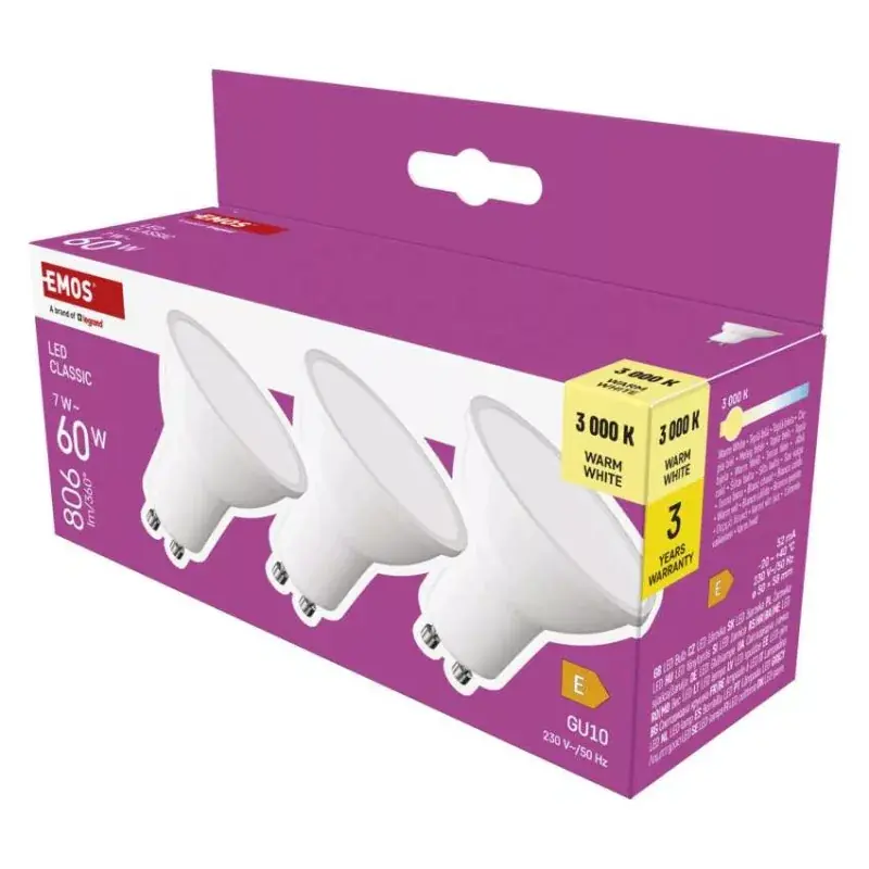 Akciós ár LED izzó Classic MR16 / GU10 / 7 W (60 W) / 806 lm / Meleg fehér