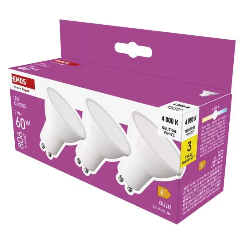 LED izzó Classic MR16 / GU10 / 7 W (60 W) / 806 lm / Természetes fehér Ne maradj le