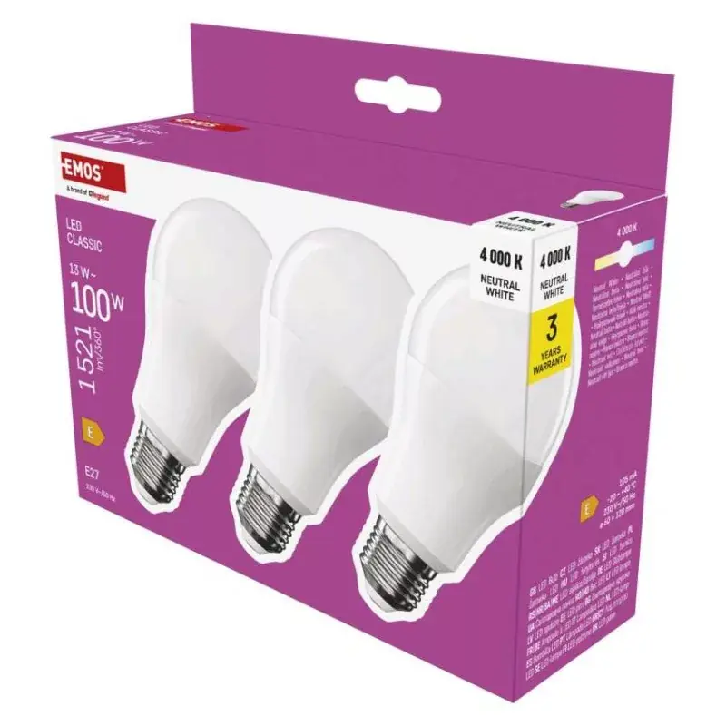 LED izzó Classic A60 / E27 / 13 W (100 W) / 1521 lm / Természetes fehér Különleges ajánlat