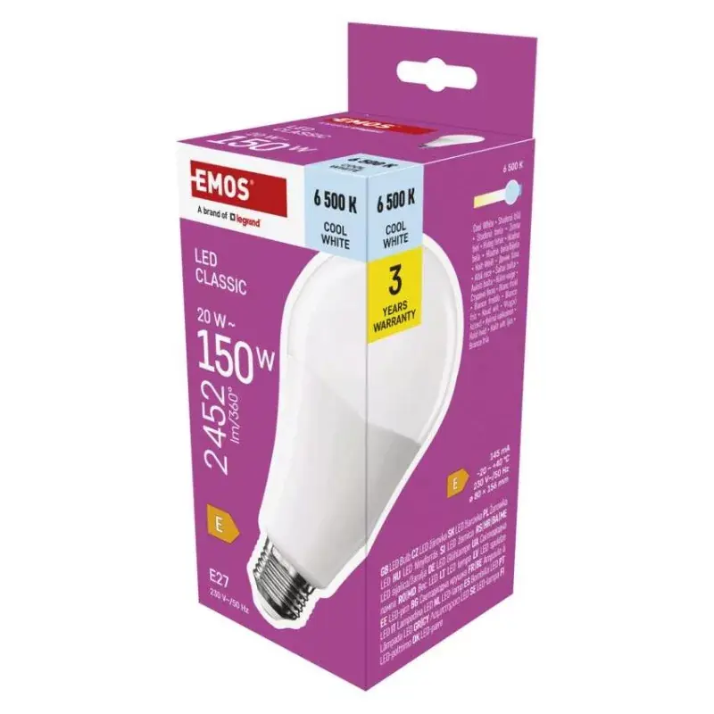 LED izzó Classic A80 / E27 / 20 W (150 W) / 2452 lm / Hideg fehér Expressz szállítás