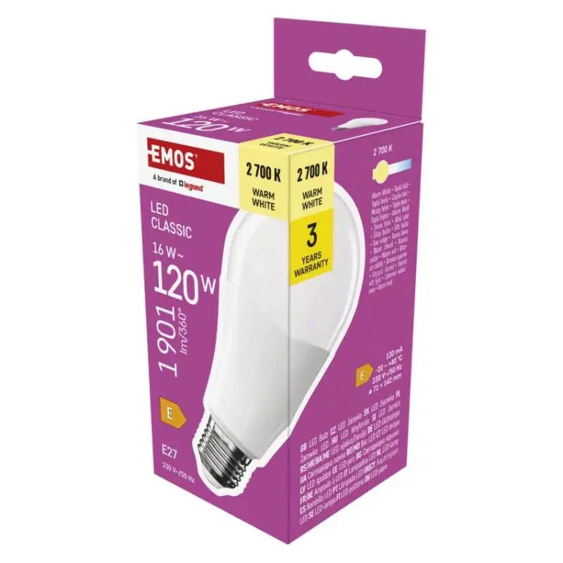 LED izzó Classic A70 / E27 / 16 W (120 W) / 1901 lm / Meleg fehér Expressz szállítás