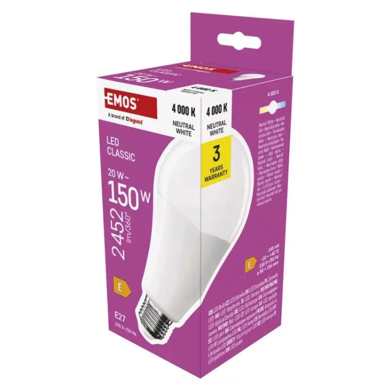 Árcsökkenés LED izzó Classic A80 / E27 / 20 W (150 W) / 2452 lm / Természetes fehér