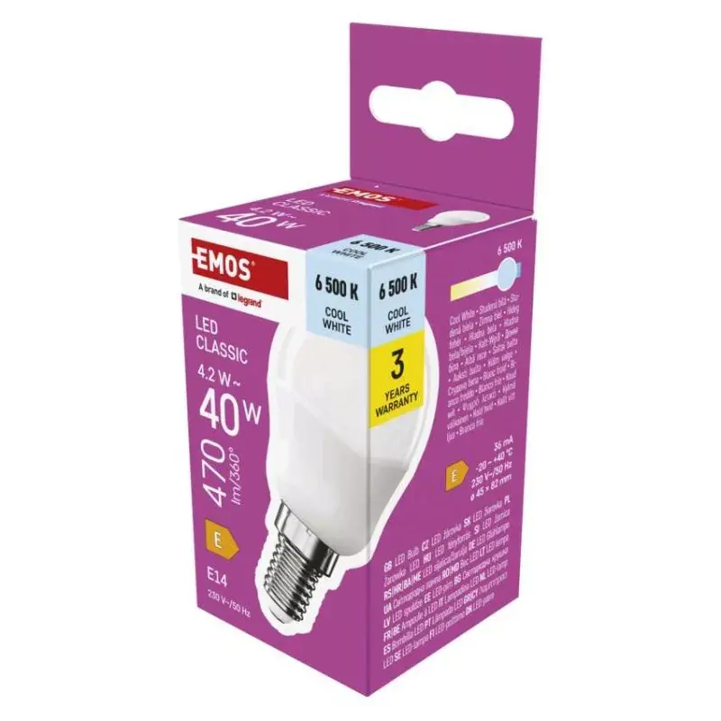 LED izzó Classic Mini Globe / E14 / 4,2 W (40 W) / 470 lm / Hideg fehér Azonnal elérhető