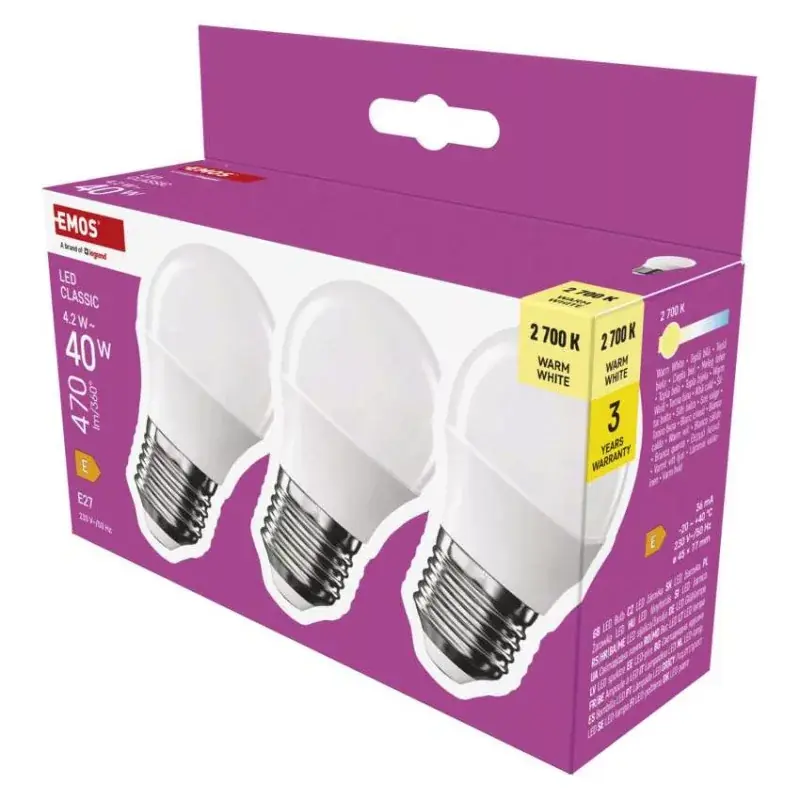 LED izzó Classic Mini Globe / E27 / 4,2 W (40 W) / 470 lm / Meleg fehér Exkluzív ajánlat