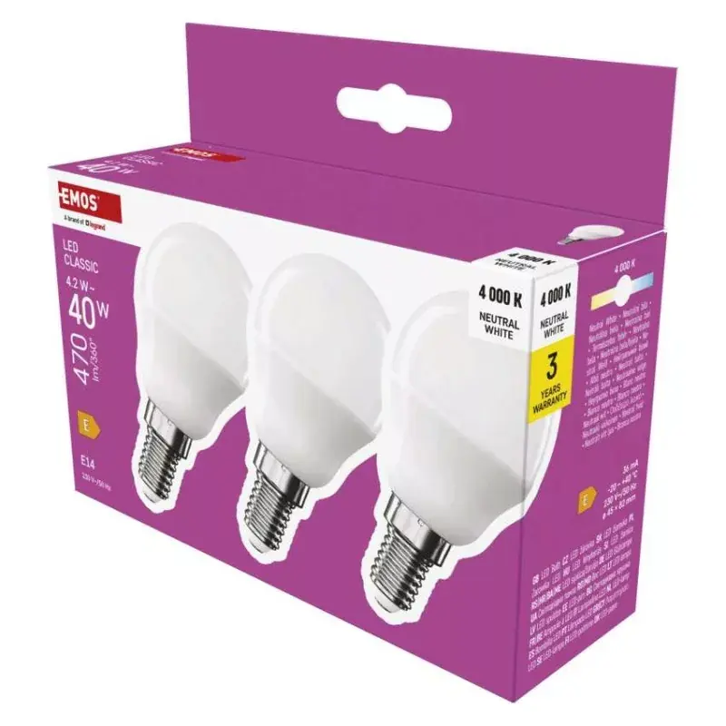 Olcsó LED izzó Classic Mini Globe / E14 / 4,2 W (40 W) / 470 lm / Természetes fehér