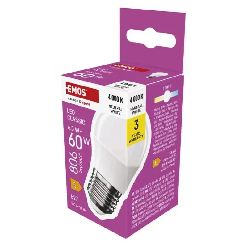 Akció LED izzó Classic Mini Globe / E27 / 6,5 W (60 W) / 806 lm / Természetes fehér
