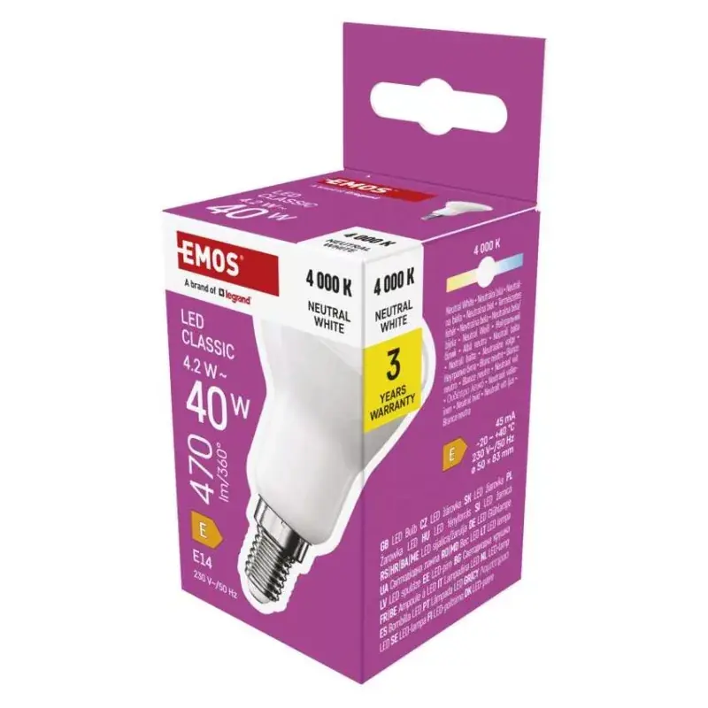 Gyors szállítás LED izzó Classic R50 / E14 / 4,2 W (40 W) / 470 lm / Természetes fehér
