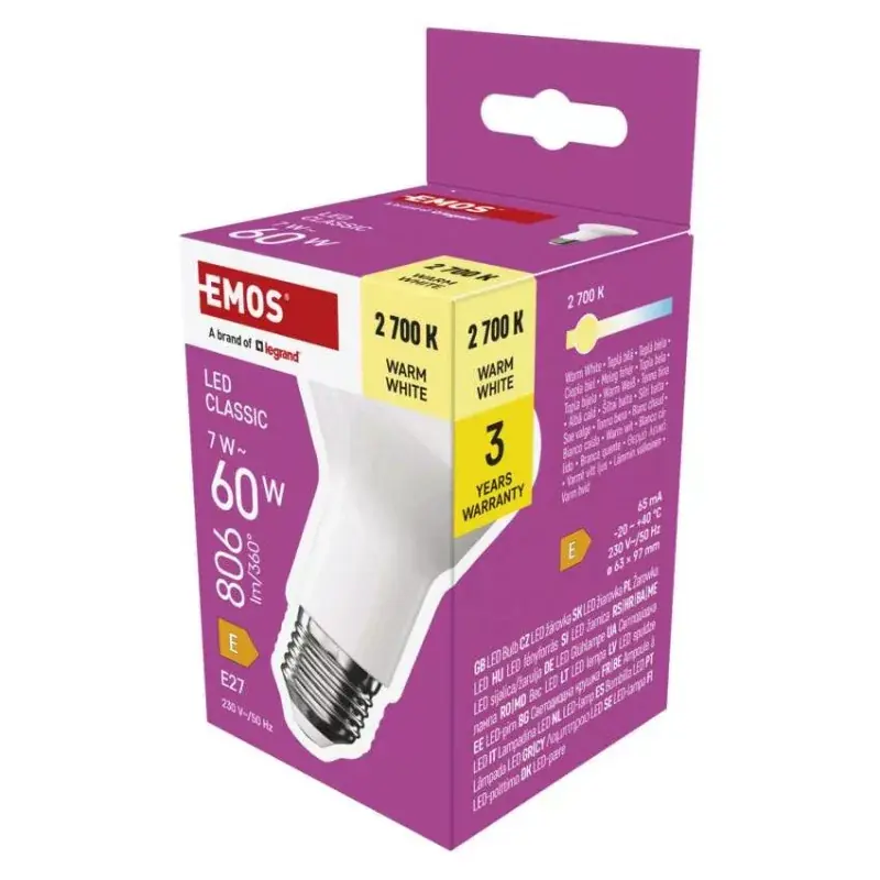 Azonnal elérhető LED izzó Classic R63 / E27 / 7 W (60 W) / 806 lm / Meleg fehér