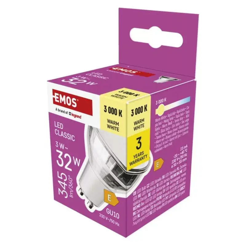 Nézd meg most LED izzó Classic MR16 ezüst/ GU10 / 3 W (32 W) / 345 lm / Meleg fehér