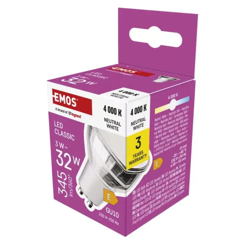 Szezonális akció LED izzó Classic MR16 ezüst/ GU10 / 3 W (32 W) / 345 lm / Természetes fehér
