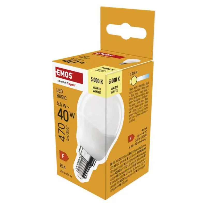 Expressz kézbesítés LED izzó Basic Mini Globe / E14 / 5,5 W (40 W) / 470 lm / Meleg fehér