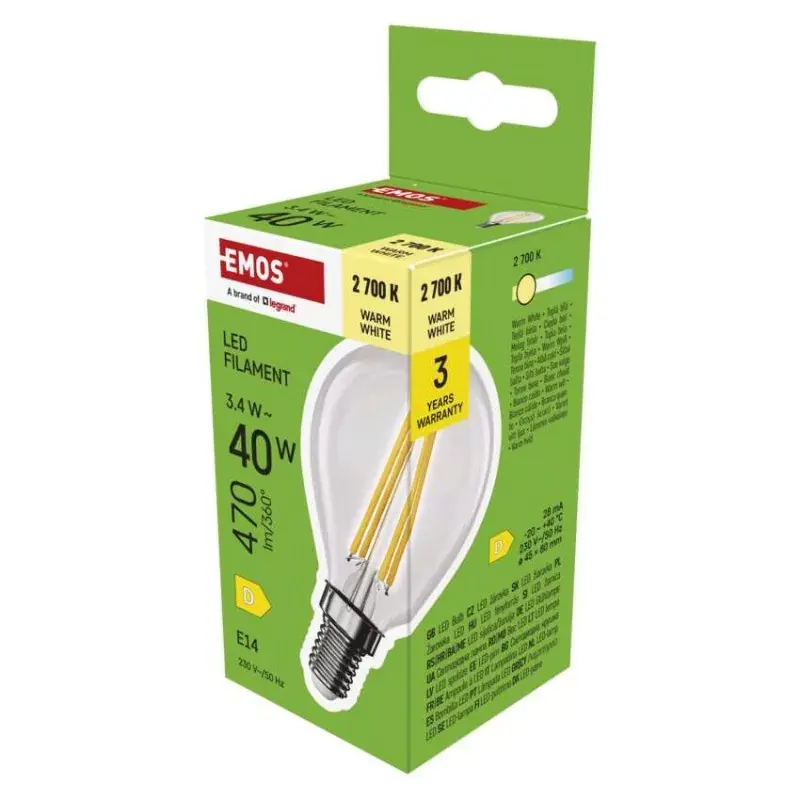 Nézd meg most LED izzó Filament Mini Globe / E14 / 3,4 W (40 W) / 470 lm / Meleg fehér