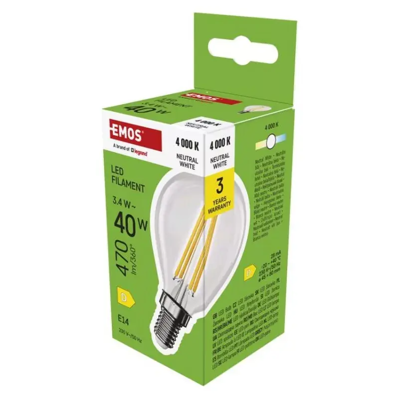 Ajánlat LED izzó Filament Mini Globe / E14 / 3,4 W (40 W) / 470 lm / Természetes fehér