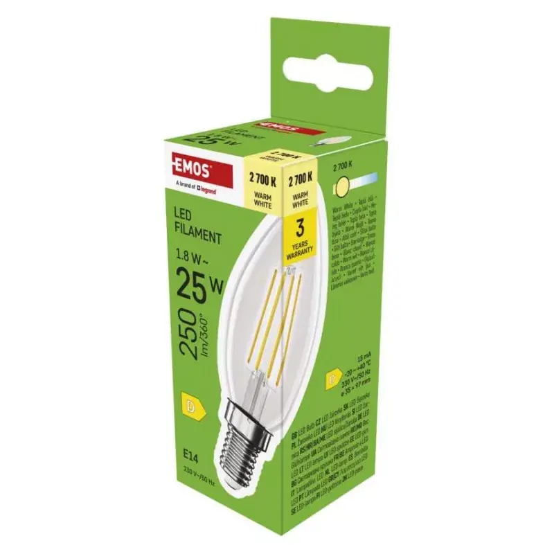 Expressz kézbesítés LED izzó Filament gyertya / E14 / 1,8 W (25 W) / 250 lm / Meleg fehér