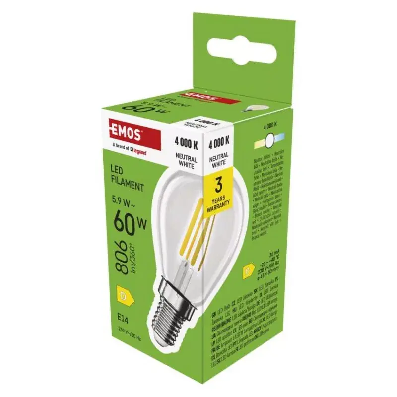 Korlátozott ajánlat LED izzó Filament Mini Globe / E14 / 5,9 W (60 W) / 806 lm / Természetes fehér