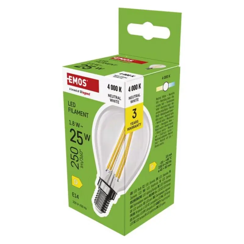 Nézd meg most LED izzó Filament Mini Globe / E14 / 1,8 W (25 W) / 250 lm / Természetes fehér