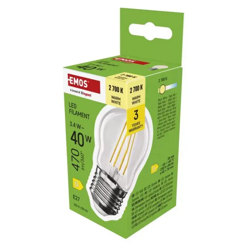 Biztonságos fizetés LED izzó Filament Mini Globe / E27 / 3,4 W (40 W) / 470 lm / Meleg fehér