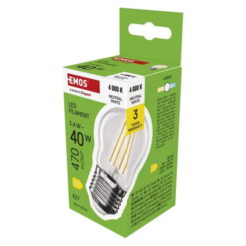 Vásárlói kedvenc LED izzó Filament Mini Globe / E27 / 3,4 W (40 W) / 470 lm / Természetes fehér