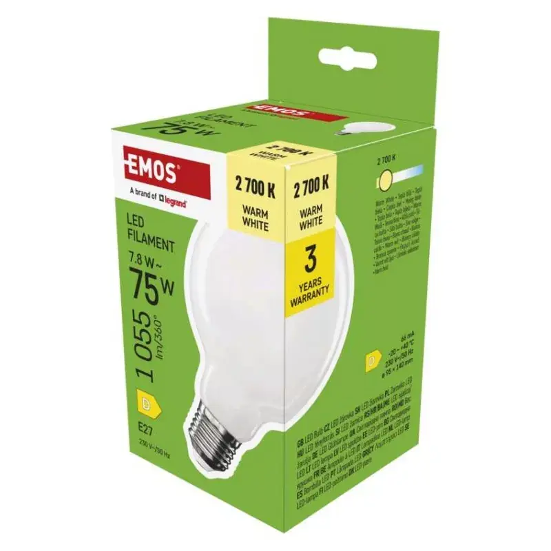 LED izzó Filament G95 / E27 / 7,8 W (75 W) / 1055 lm / Meleg fehér Olcsóbb