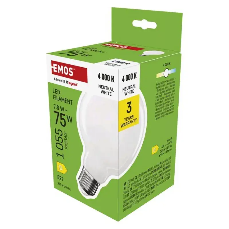 LED izzó Filament G95 / E27 / 7,8 W (75 W) / 1055 lm / Természetes fehér Alacsony ár