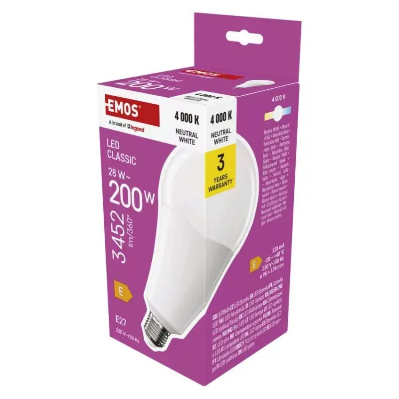 Outlet LED izzó Classic A95 / E27 / 28 W (200 W) / 3452 lm / Természetes fehér