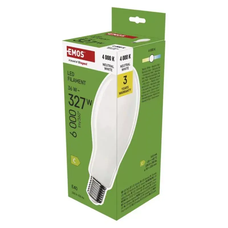 LED izzó Filament ED90 / E40 / 36 W (327 W) / 6 000 lm / természetes fehér Exkluzív ajánlat