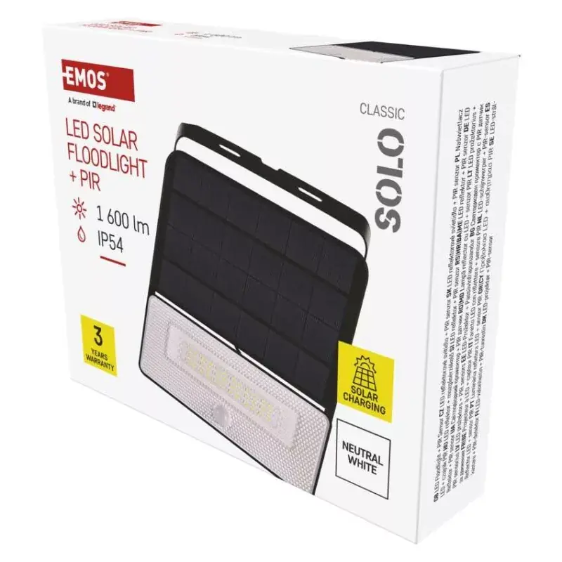 EMOS LED SOLAR reflektor hordozható SOLO, PIR, 1600lm IP54 természetes fehér Nézd meg most